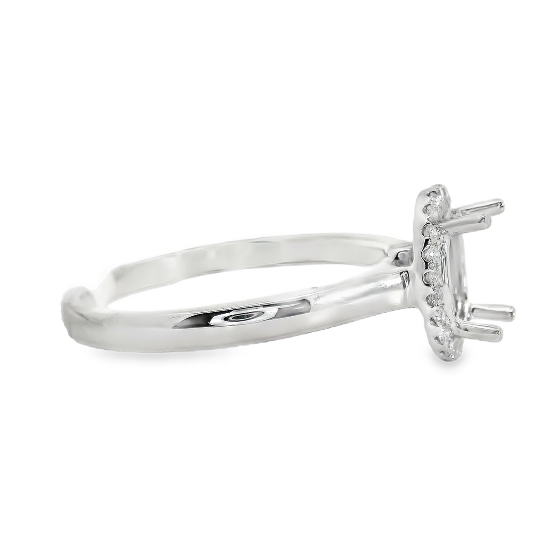 18kt White Gold Full-Cut Diamond Hidden Halo Semi-Mount Ring (.13ct)