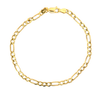 14K Yellow Gold 7" 3.4mm Figaro Bracelet (3.00g)