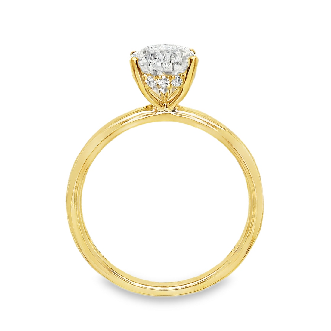 18kt Yellow Gold Lab-Grown Pear and Natural Round Diamond Hidden Halo Engagement Ring (2.09ct)