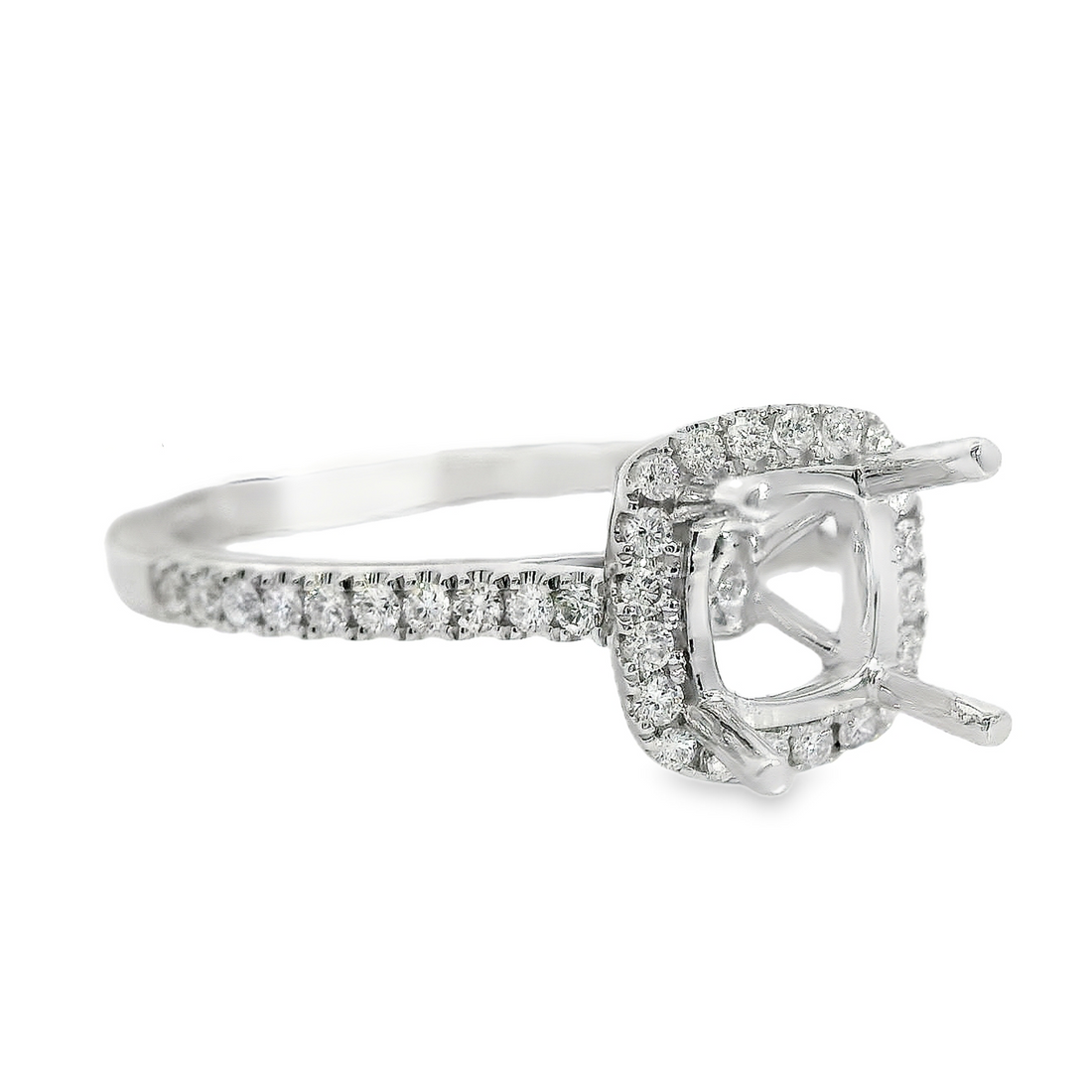 18kt White Gold Full-Cut Diamond Halo Semi-Mount Ring (.27ct)