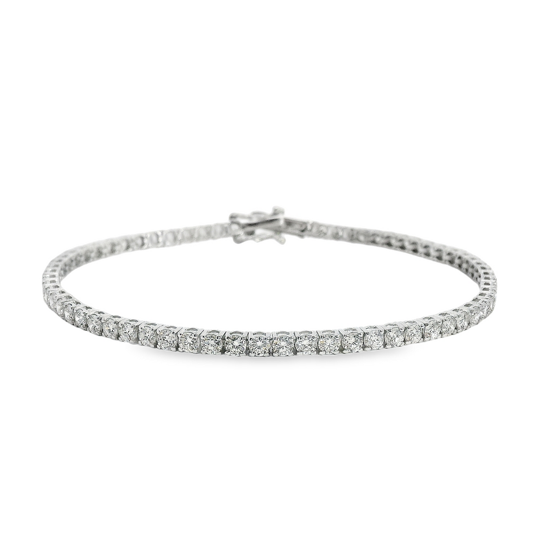 14kt White Gold 7" Lab-Grown Round Diamond Tennis Bracelet (4.00ct)