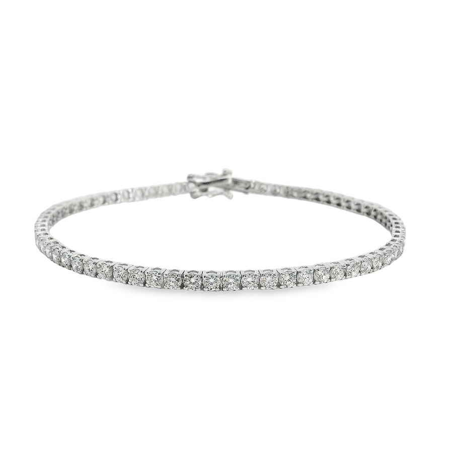 14kt White Gold 7" Lab-Grown Round Diamond Tennis Bracelet (4.00ct)