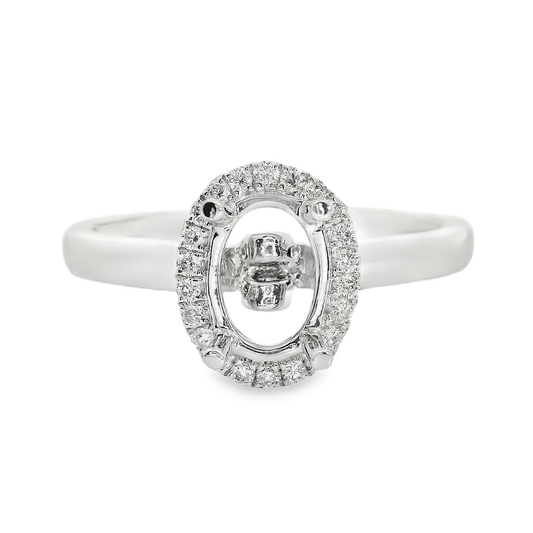 18kt White Gold Full-Cut Diamond Hidden Halo Semi-Mount Ring (.13ct)