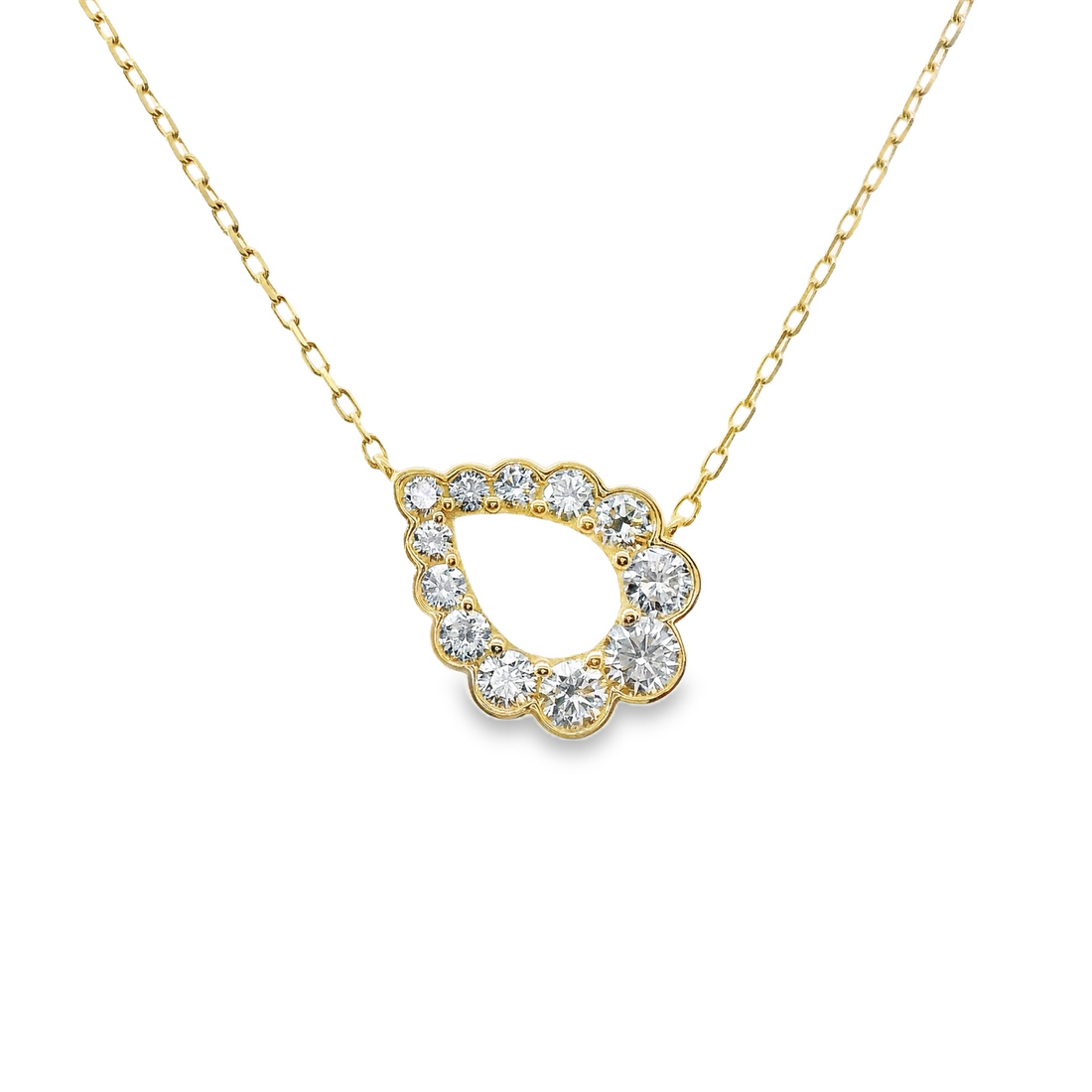 18kt Yellow Gold Natural Round Diamond Free Form Pendant (0.78ct)