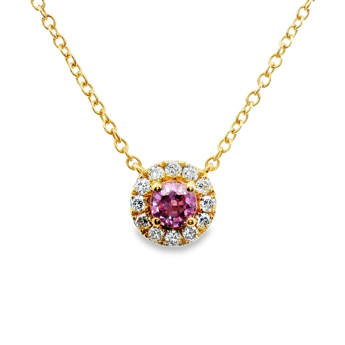 18kt Rosé Gold Natural Sapphire And Natural Diamonds Pendant (0.63ct)