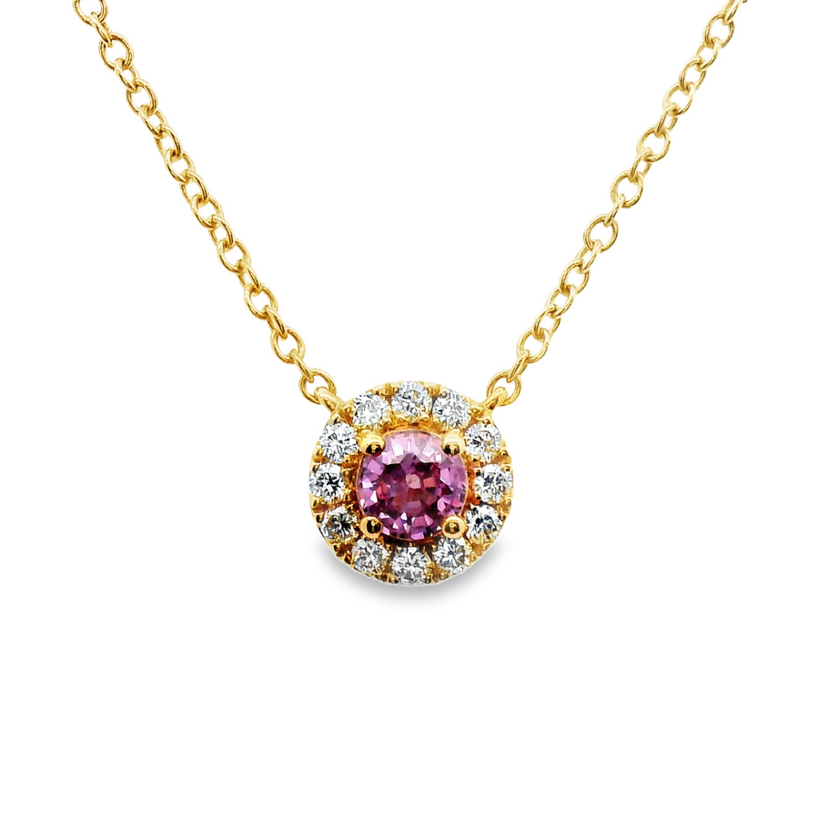18kt Rosé Gold Natural Sapphire And Natural Diamonds Pendant (0.63ct)