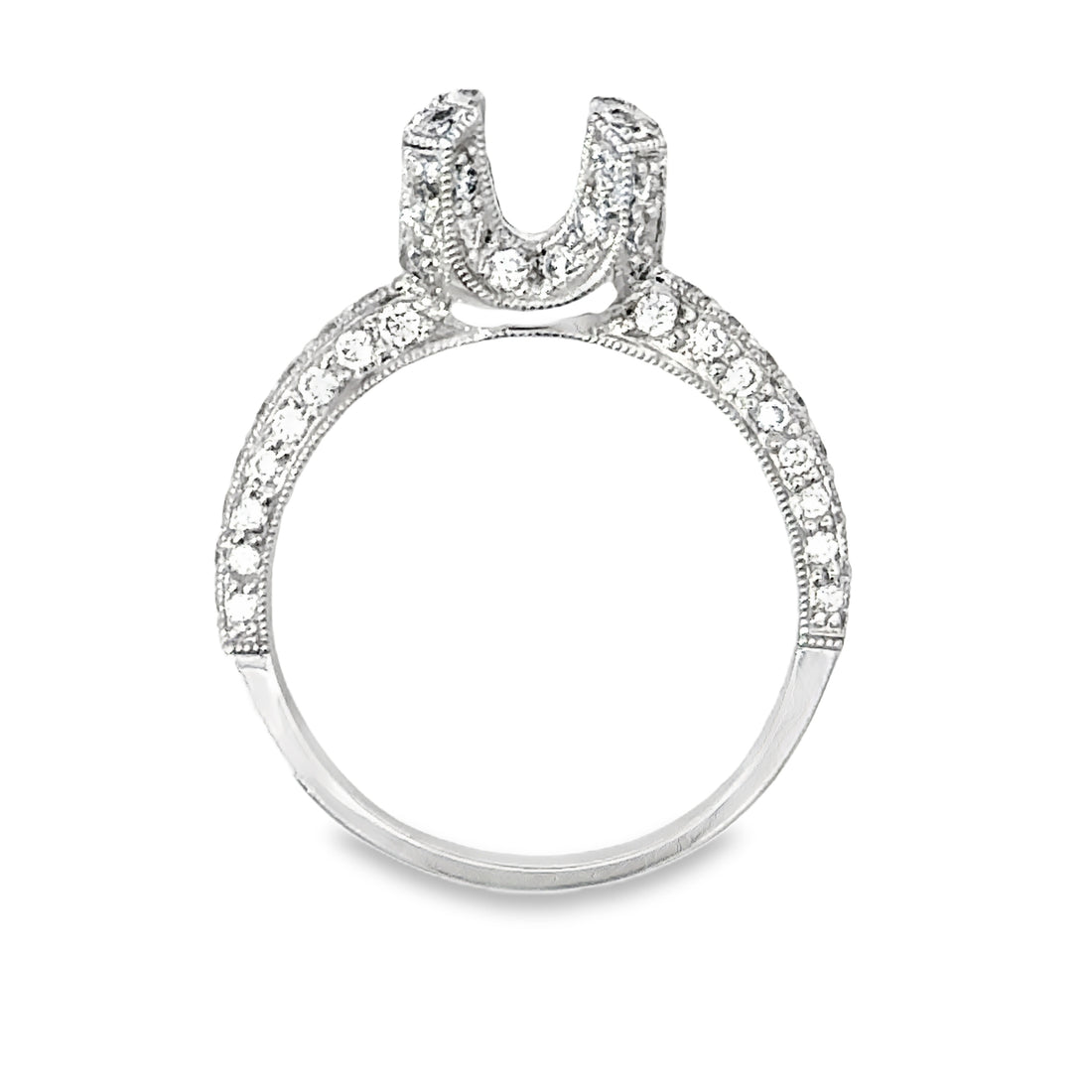 18kt White Gold Pave Natural Diamonds Semi-Mount Ring (0.73ct)