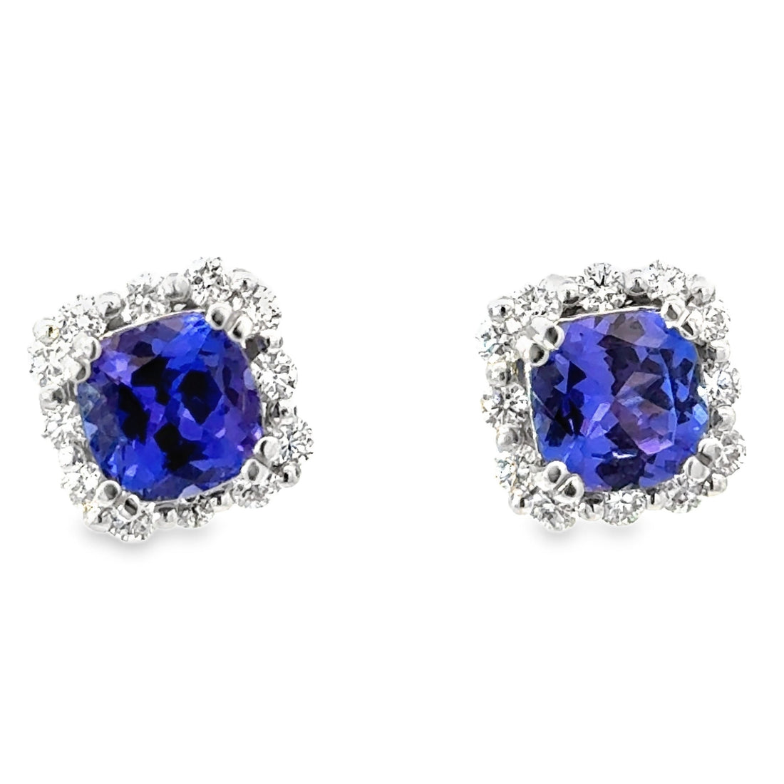 14kt White Gold Diamond and Natural Tanzanite Earrings (4.02ct)