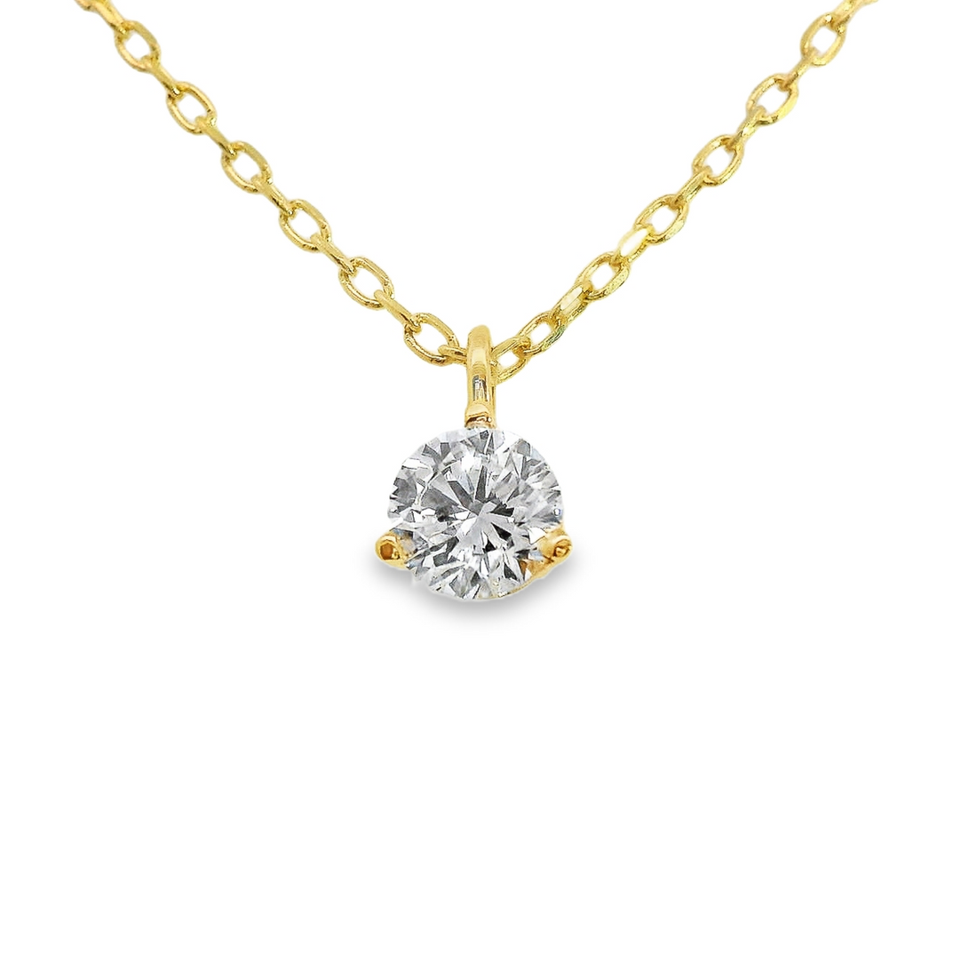 14kt Yellow Gold Lab-Grown Round Diamond Solitaire Pendant (.54ct)