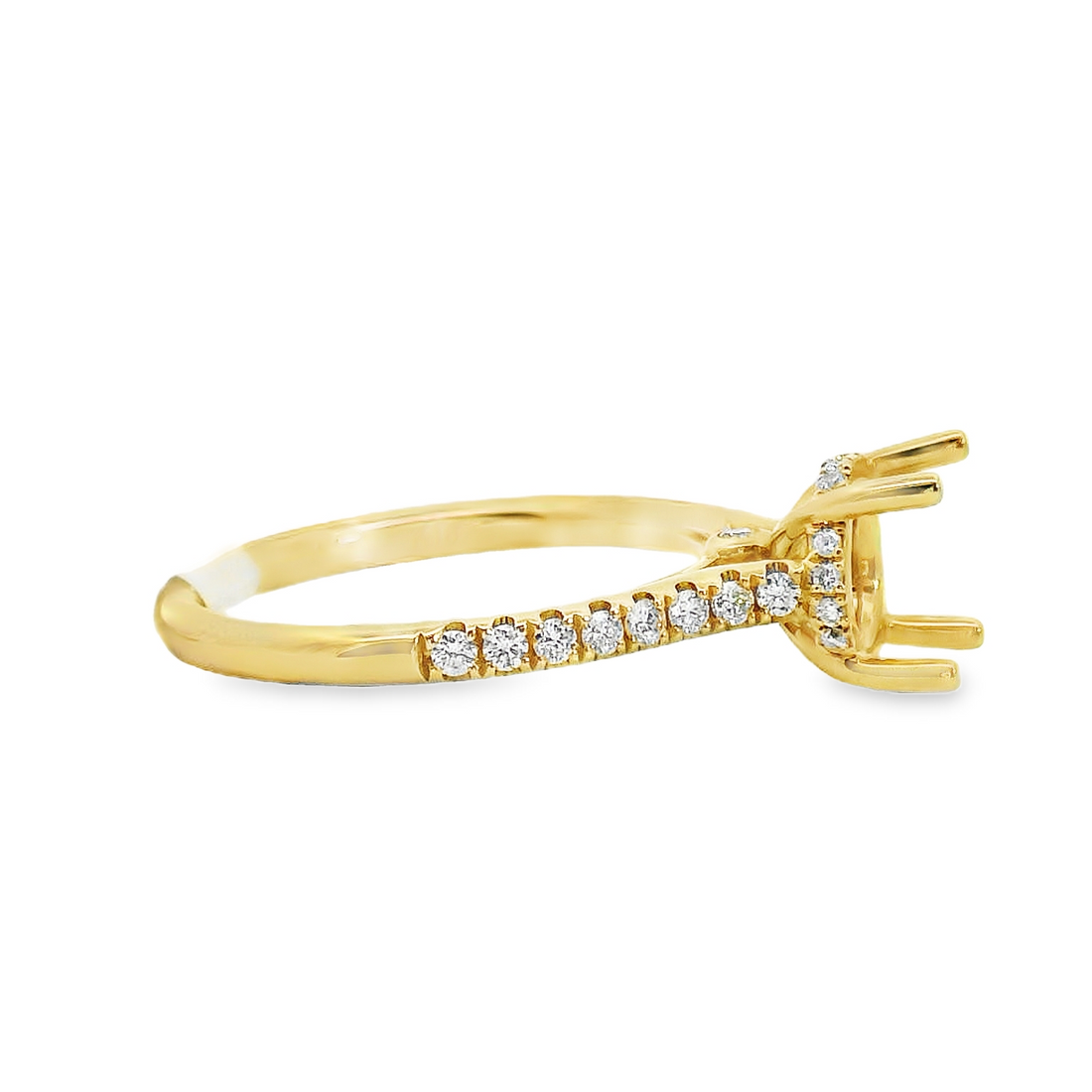 18kt Yellow Gold Full-Cut Diamond Hidden Halo Semi-Mount Ring (.28ct)