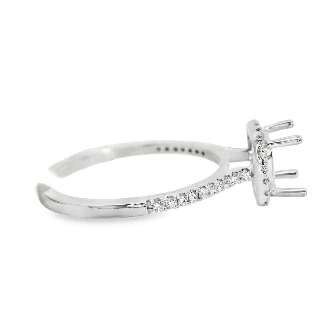 18kt White Gold Full-Cut Diamond Halo Semi-Mount Ring (.21ct)