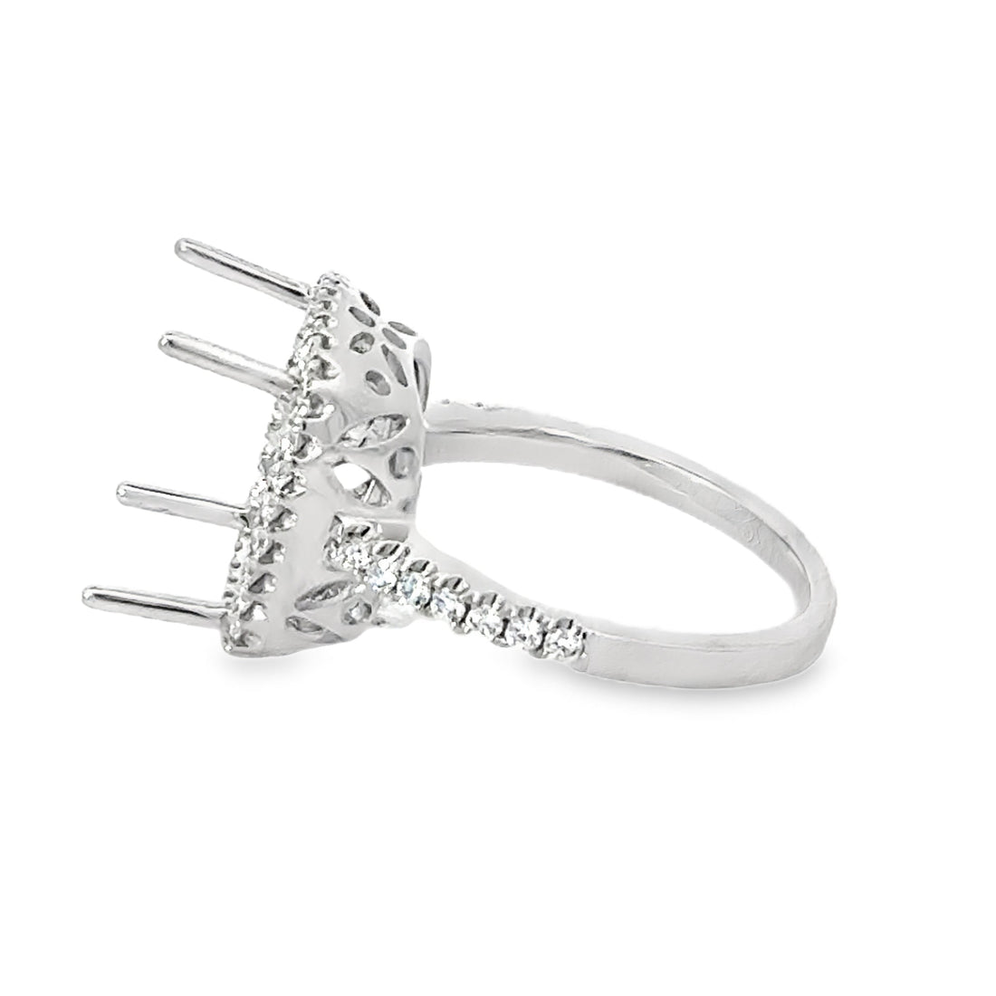 18kt White Gold Halo Natural Diamonds Semi-Mount Ring (0.38ct)