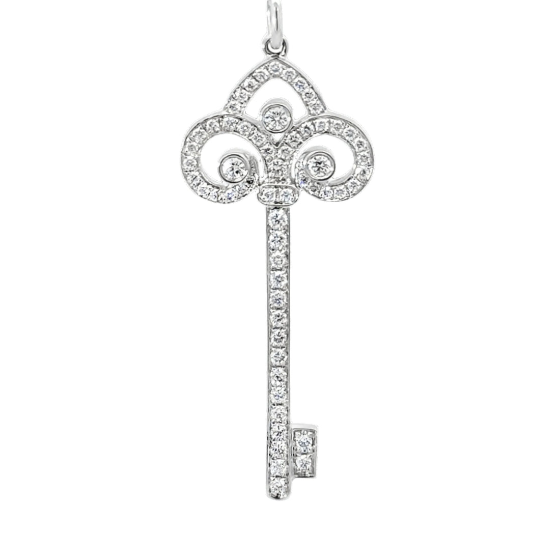 18kt White Gold Natural Diamond Key Pendant (0.6ct)