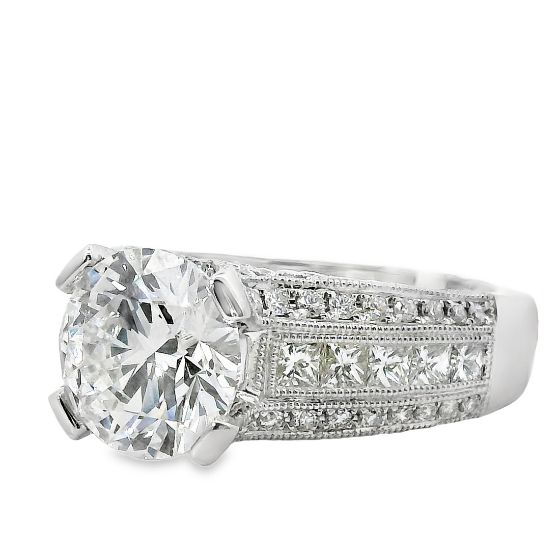 18kt White Gold Lab-Grown Round Diamond Engagement Ring (3.77ct)