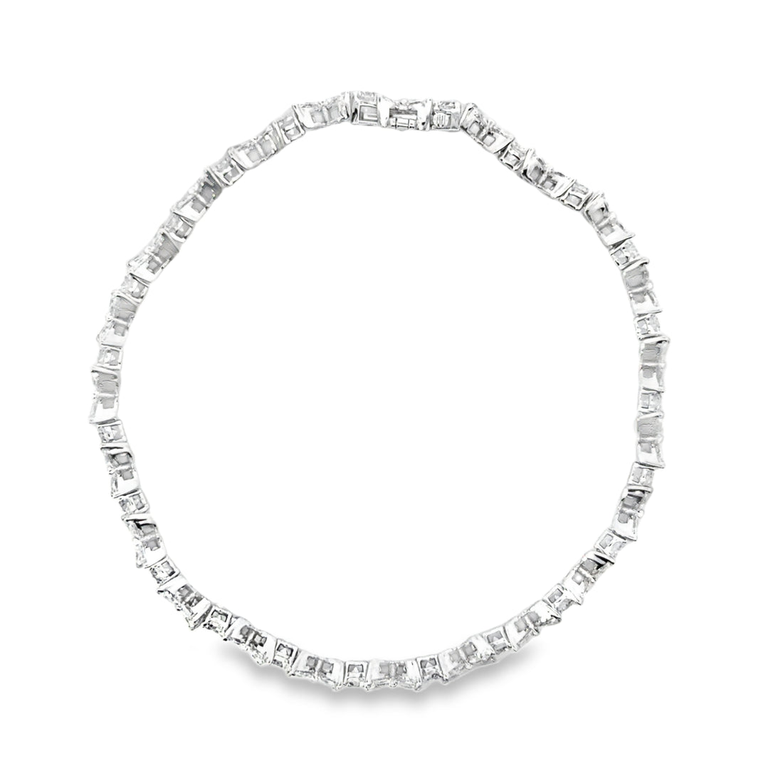 14kt White Gold 7" Lab-Grown Marquise and Round Brilliant Diamond Tennis Bracelet (6.2ct)