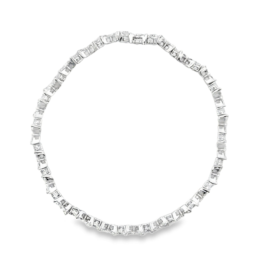 14kt White Gold 7" Lab-Grown Marquise and Round Brilliant Diamond Tennis Bracelet (6.2ct)