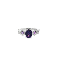 14kt White Gold Oval Natural Amethyst and Round Natural Diamonds Ring (1.63ct)