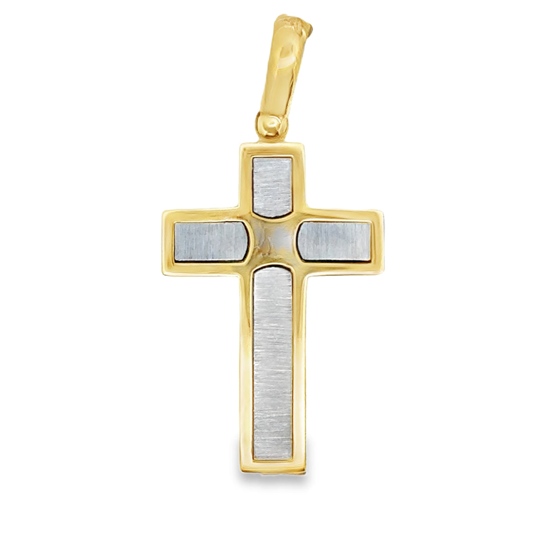 18kt Two Tone Gold Italian Made Cross Pendant (8.86g)