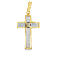 18kt Two Tone Gold Italian Made Cross Pendant (8.86g)