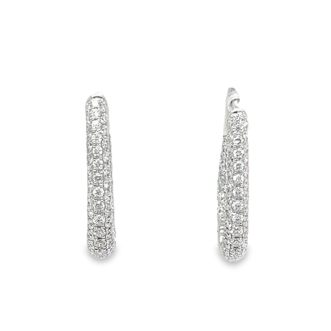 18K White Gold Medium Hoop Diamond Earrings (1.31ct)