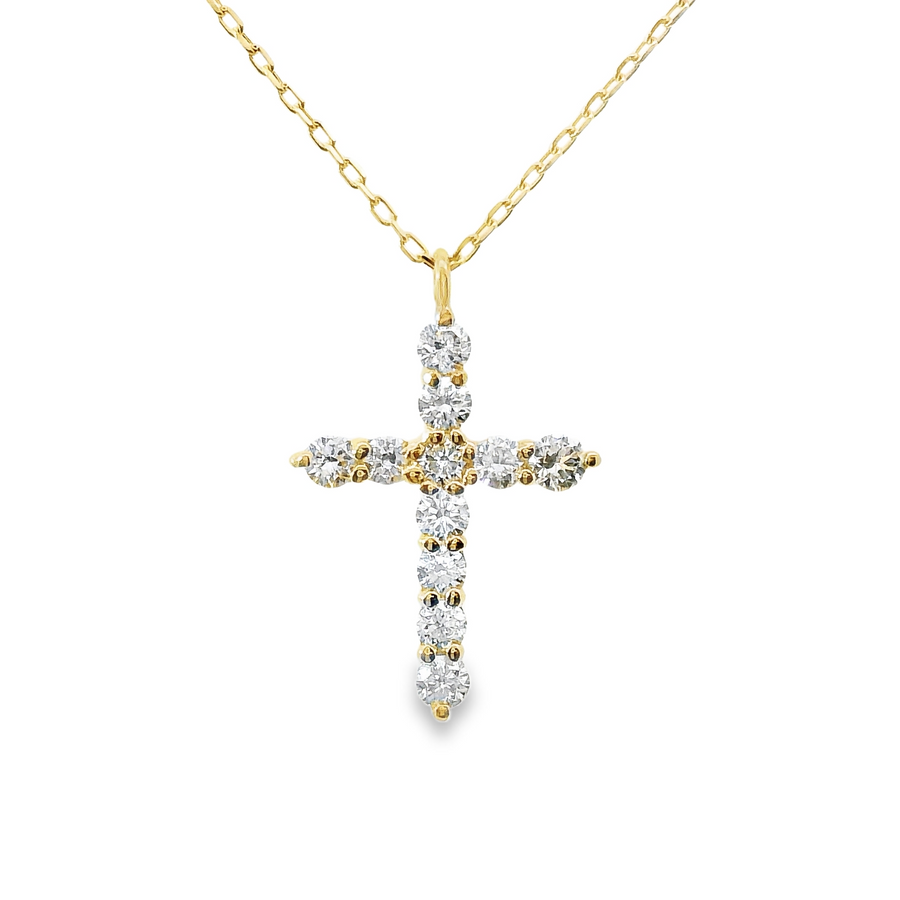 18kt Yellow Gold Natural Diamond Cross Pendant (0.23ct)