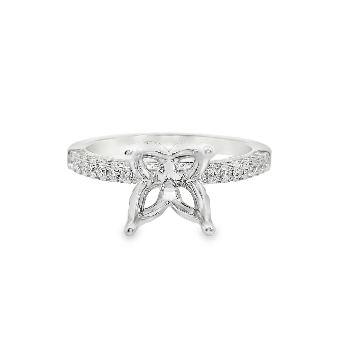 18kt White Gold Natural Round Diamond Semi-Mount Ring (.51ct)