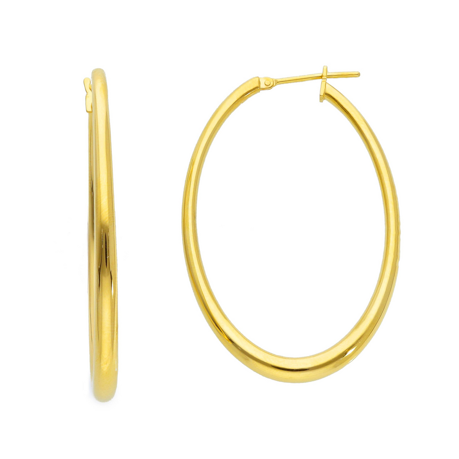 14K Yellow Gold Italian Made Large Hoop Earrings (5.33g)