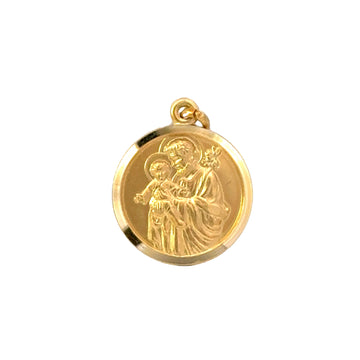 18K Yellow Gold 17mm St. Joseph Medal Pendant (3.34g)