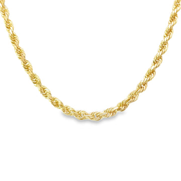 14K Yellow Gold 24" 2.5mm Diamond Cut Rope Chain (11.3g)