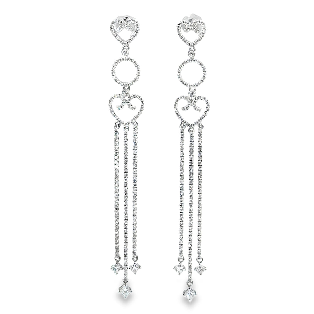 18K White Gold Natural Diamond Dangle Earrings (1.93ct)