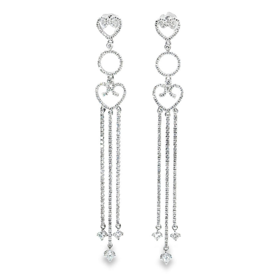 18K White Gold Natural Diamond Dangle Earrings (1.93ct)