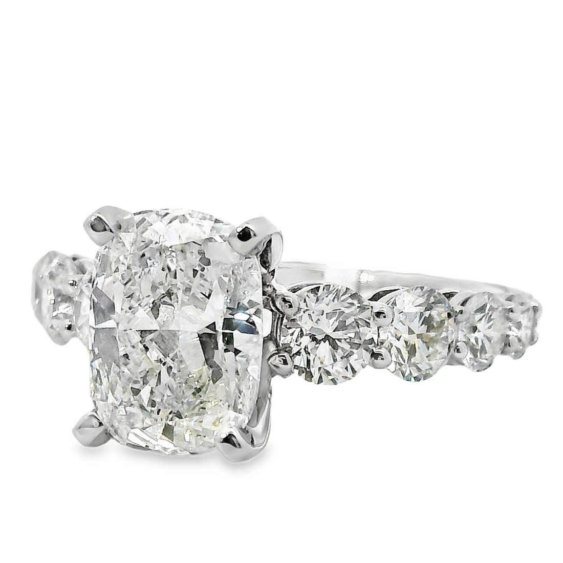 18kt White Gold Lab-Grown Cushion Diamond Engagement Ring (3.59ct)
