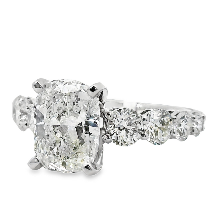18kt White Gold Lab-Grown Cushion Diamond Engagement Ring (3.59ct)