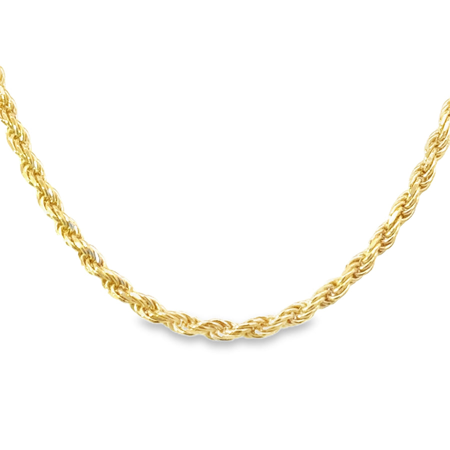 14K Yellow Gold 24" 2.0mm Diamond Cut Rope Chain (9.2g)