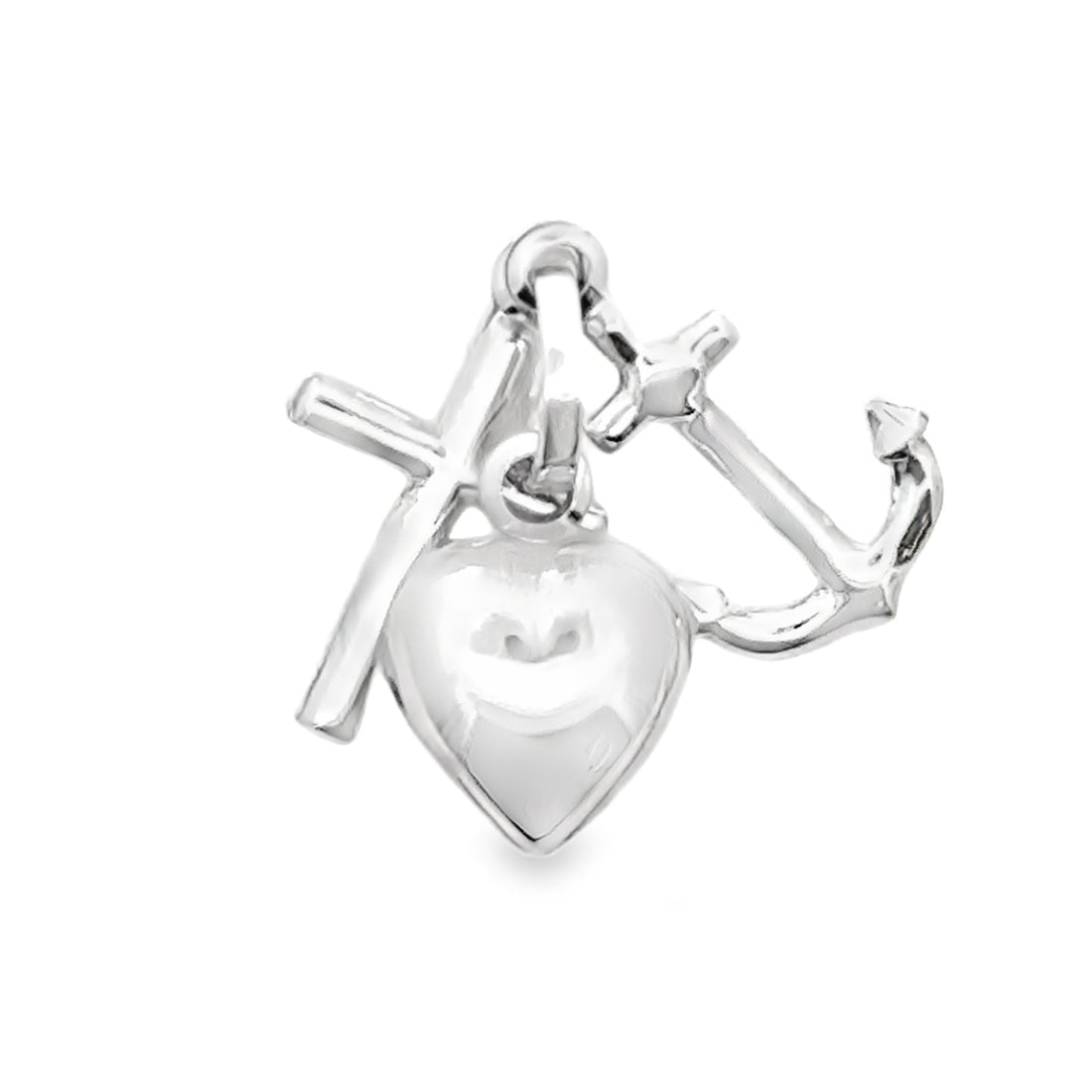 18kt White Gold Italian Made Faith, Hope, and Charity Pendant (.91g)
