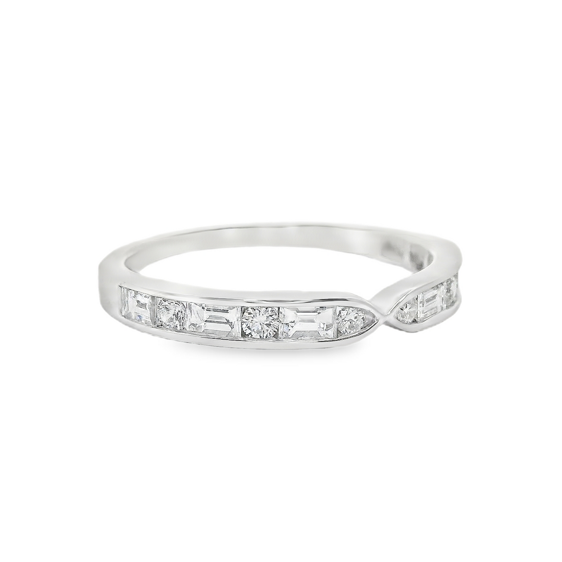 18kt White Gold Natural Baguette Diamond Wedding Ring (.51ct)
