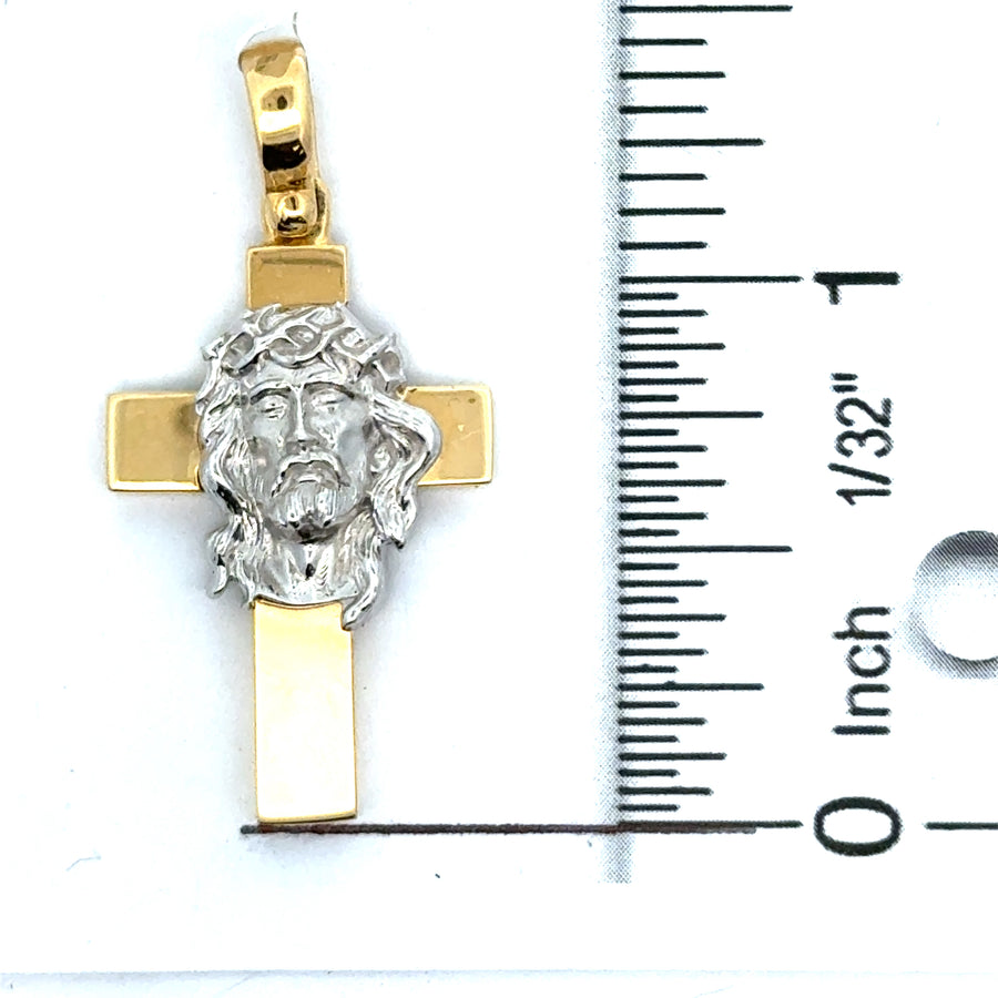 18kt Two Tone Gold Italian Made Crucifix (6.5g)