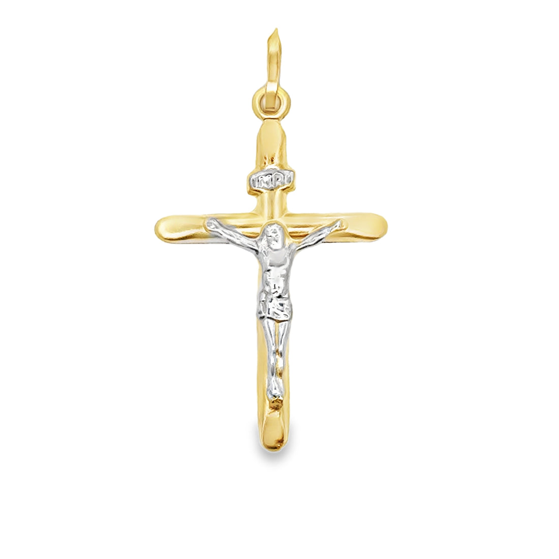 14kt Two-Tone Italian Made Crucifix Pendant (1.55g)