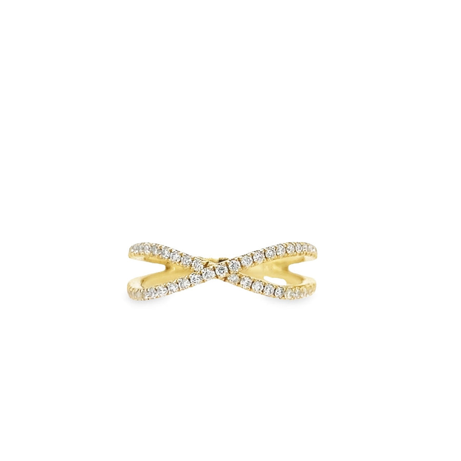 18K Yellow Gold Diamond Criss-Cross Ring (.38ct)