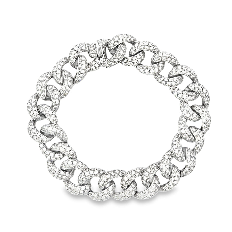 18K White Gold Cuban Link Diamond Bracelet (7.73ct)