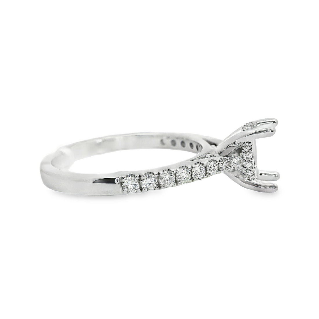 18kt White Gold Hidden Halo Natural Diamonds Semi-Mount Ring (0.29ct)