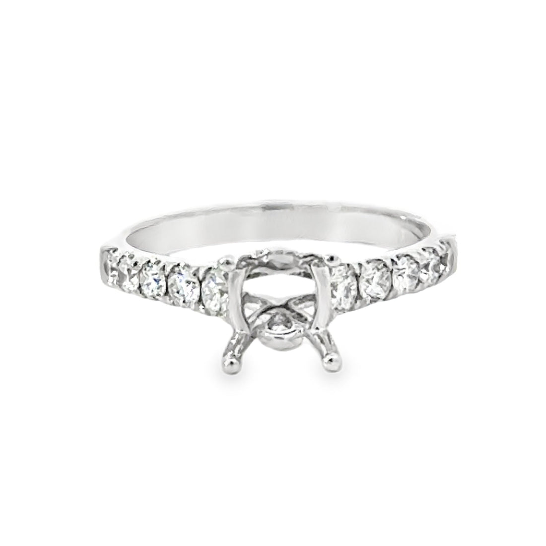 18kt White Gold Contemporary Natural Diamonds Semi-Mount Ring (0.54ct)