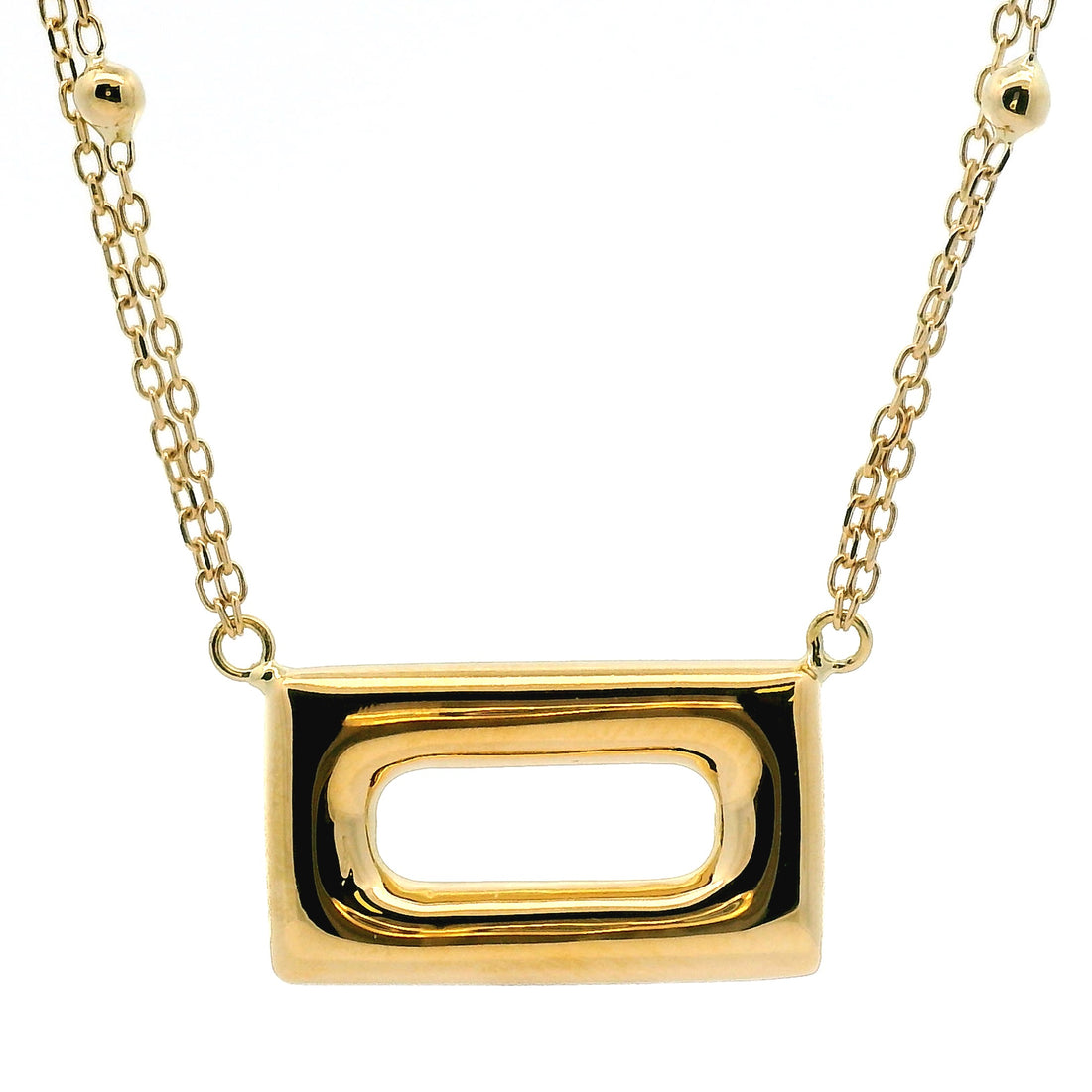 18kt Yellow Gold Italian Made Rectangle Necklace (9.59g)