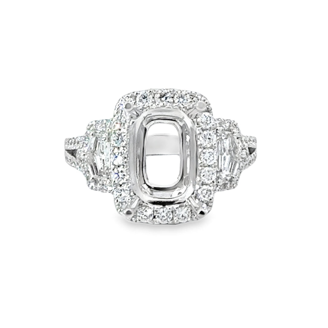 18kt White Gold 3 Stone Natural Diamonds Semi-Mount Ring (1.01ct)