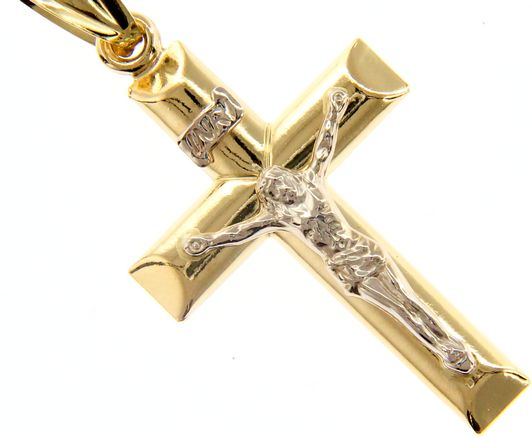 14K Two Tone Gold Crucifix Pendant (3.7g)