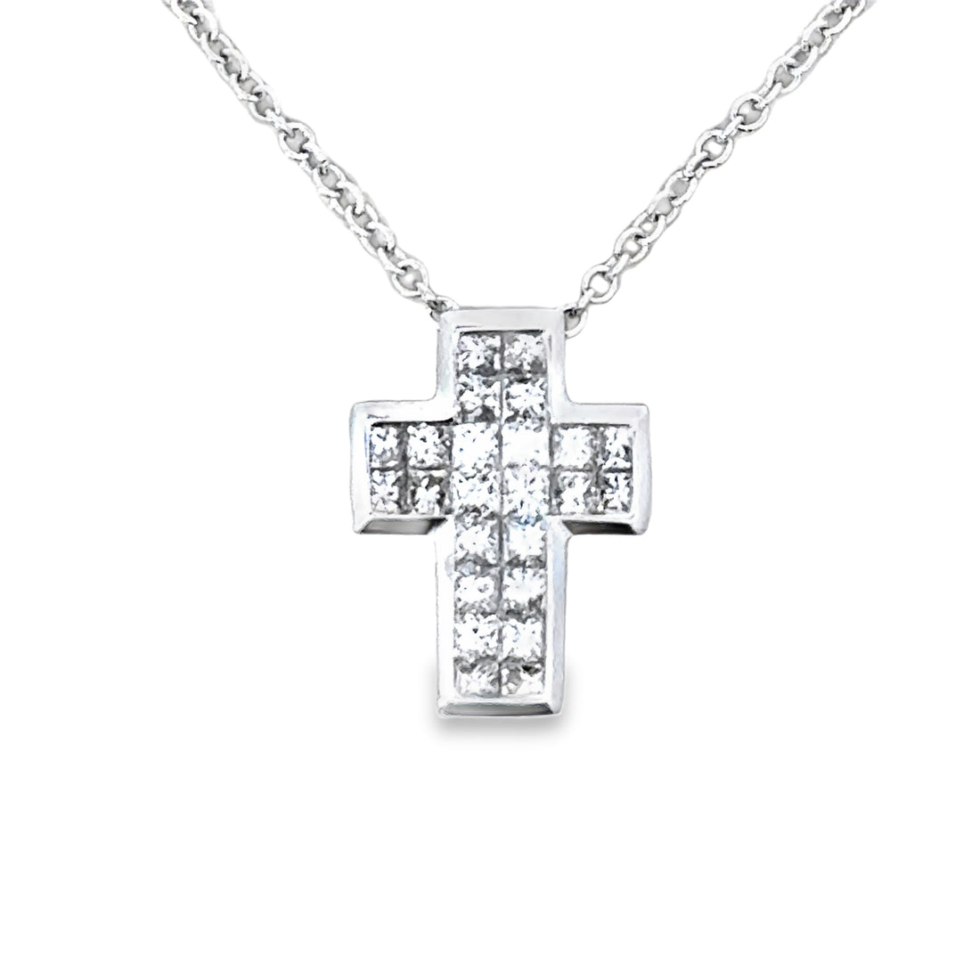 18kt White Gold Natural Diamond Cross Pendant (0.61ct)