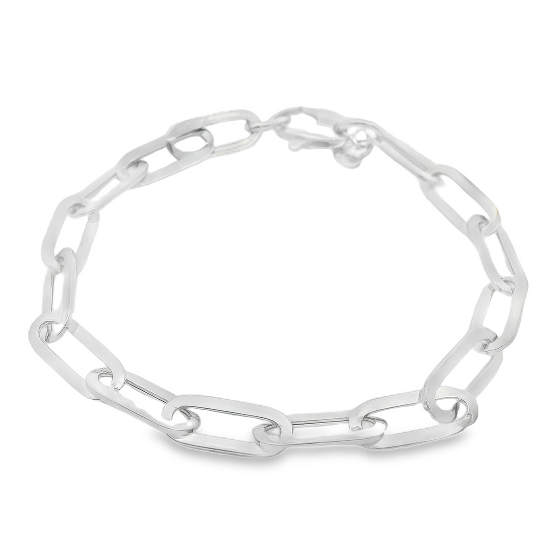 14kt White Gold 7.5" Italian Made Paperclip Bracelet (3.04g)
