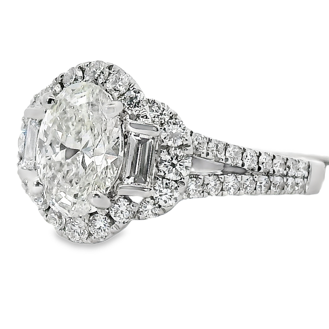 18kt White Gold Natural Oval Brilliant Diamond Halo Engagement Ring (2.45ct)