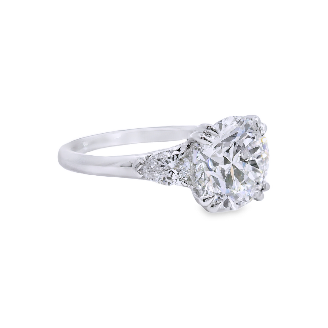 18kt White Gold Lab-Grown Round & Pear Diamonds Engagement Ring (3.08ct)