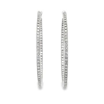 18kt White Gold Natural Diamonds Large Hoop Earrings (1.9ct)